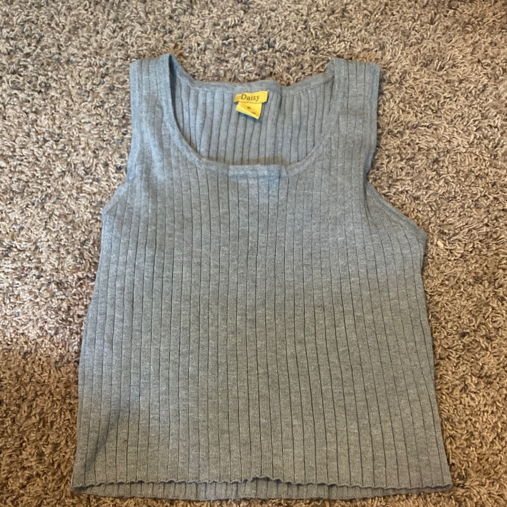 Daisy Heather Gray Ribbed Tank Top